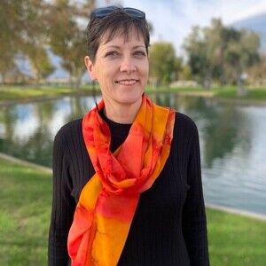 Hand Painted Orange Yellow Silk Scarf Borrego Poppy NWT